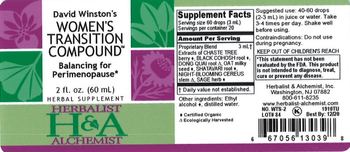 Herbalist & Alchemist H&A David Winston's Women's Transition Compound - herbal supplement