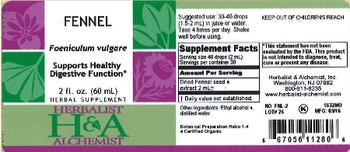 Herbalist & Alchemist H&A Fennel - herbal supplement