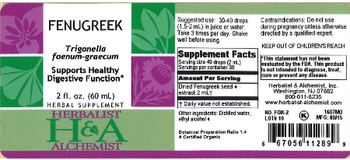 Herbalist & Alchemist H&A Fenugreek - herbal supplement