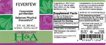 Herbalist & Alchemist H&A Feverfew - herbal supplement