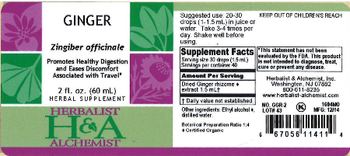 Herbalist & Alchemist H&A Ginger - herbal supplement