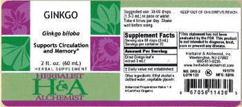 Herbalist & Alchemist H&A Ginkgo - herbal supplement