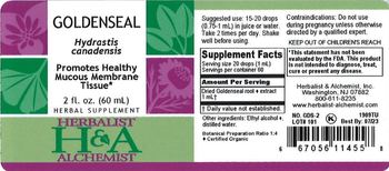 Herbalist & Alchemist H&A Goldenseal - herbal supplement