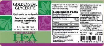 Herbalist & Alchemist H&A Goldenseal Glycerite - herbal supplement