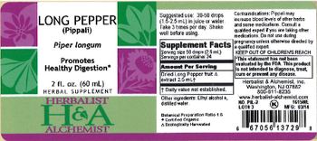Herbalist & Alchemist H&A Long Pepper (Pippali) - herbal supplement