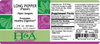 Herbalist & Alchemist H&A Long Pepper (Pippali) - herbal supplement