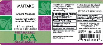 Herbalist & Alchemist H&A Maitake - herbal supplement