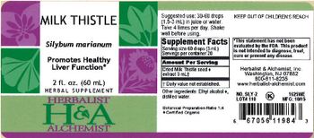 Herbalist & Alchemist H&A Milk Thistle - herbal supplement