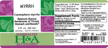 Herbalist & Alchemist H&A Myrrh - herbal supplement