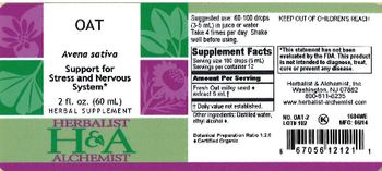 Herbalist & Alchemist H&A Oat - herbal supplement