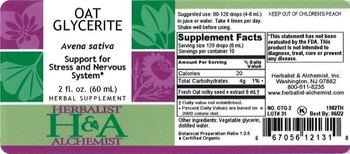 Herbalist & Alchemist H&A Oat Glycerite - herbal supplement