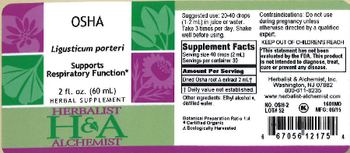 Herbalist & Alchemist H&A Osha - herbal supplement