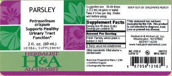 Herbalist & Alchemist H&A Parsley - herbal supplement