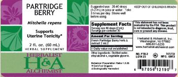 Herbalist & Alchemist H&A Partridge Berry - herbal supplement