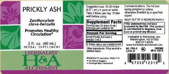 Herbalist & Alchemist H&A Prickly Ash - herbal supplement