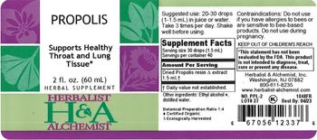 Herbalist & Alchemist H&A Propolis - herbal supplement