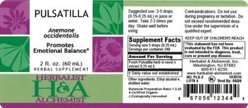 Herbalist & Alchemist H&A Pulsatilla - herbal supplement