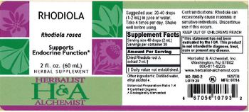 Herbalist & Alchemist H&A Rhodiola - herbal supplement