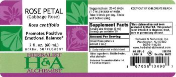 Herbalist & Alchemist H&A Rose Petal - herbal supplement