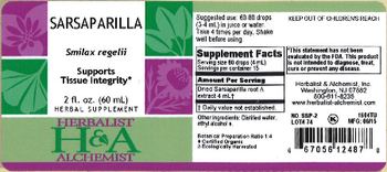 Herbalist & Alchemist H&A Sarsaparilla - herbal supplement