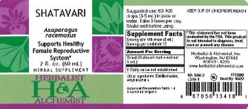 Herbalist & Alchemist H&A Shatavari - herbal supplement