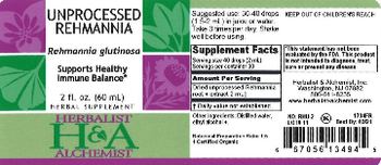 Herbalist & Alchemist H&A Unprocessed Rehmannia - herbal supplement