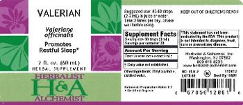 Herbalist & Alchemist H&A Valerian - herbal supplement