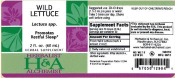 Herbalist & Alchemist H&A Wild Lettuce - herbal supplement