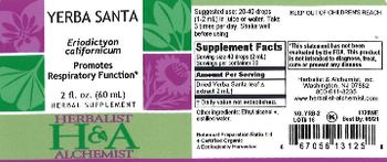 Herbalist & Alchemist H&A Yerba Santa - herbal supplement