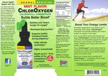 Herbs Etc. ChlorOxygen Chlorophyll Concentrate Alcohol Free Mint Flavored - herbal supplement