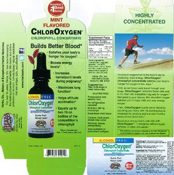 Herbs Etc. ChlorOxygen Chlorophyll Concentrate Mint Flavored - fastacting supplement