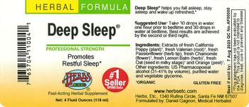 Herbs Etc. Deep Sleep - fastacting herbal supplement