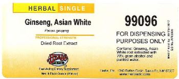 Herbs Etc. Ginseng, Asian White - fastacting supplement