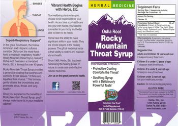 Herbs Etc. Osha Root Rocky Mountain Throat Syrup - herbal supplement