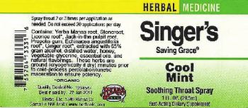 Herbs Etc. Singer's Saving Grace Cool Mint Soothing Throat Spray - fastacting supplement