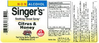 Herbs Etc. Singer's Soothing Throat Spray Citrus & Honey - fastacting herbal supplement
