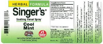 Herbs Etc. Singer's Soothing Throat Spray Cool Mint - fastacting herbal supplement