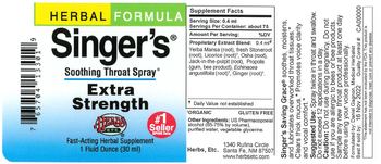 Herbs Etc. Singer's Soothing Throat Spray Extra Strength - fastacting herbal supplement