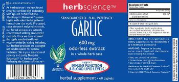Herbscience Garlic 600 mg Odorless extract - herbal supplement