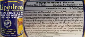 Hi-Tech Pharmaceuticals Lipodrene with 25 mg Ephedra Extract - supplement