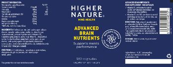 Higher Nature Advanced Brain Nutrients - food supplement