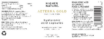 Higher Nature Aeterna Gold Hyaluronic Acid Capsules - food supplement