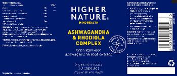 Higher Nature Ashwagandha & Rhodiola Complex - food supplement