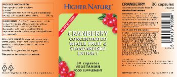 Higher Nature Cranberry Concentratred Whole Fruit & Standardised Extract - food supplement