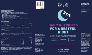 Higher Nature Daily Nutrients For A Restful Night 5-HTP Complex - food supplement