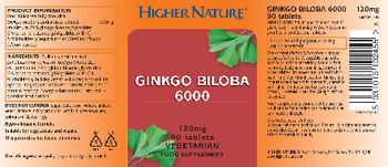 Higher Nature Ginko Biloba 6000 - food supplement