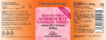 Higher Nature High Potency Vitamin B12 Sublingual Powder - food supplement
