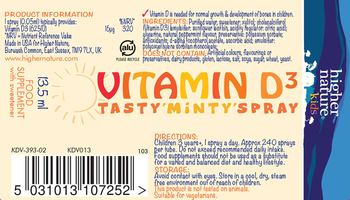 Higher Nature Kids Vitamin D3 Tasty'Minty'Spray - food supplement