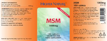 Higher Nature MSM 1000 mg - food supplement