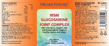 Higher Nature MSM Glucosamine Joint Complex - food supplement